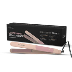 WINSTON Corded Hair Straightener Flat Iron Adjustable Temperature Setting (50W Pink)