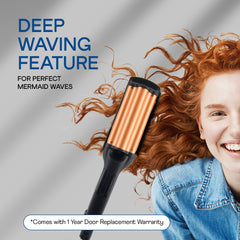 WINSTON Hair Waver Women 3 Barrel Deep Waver Machine - Cordless Hair Styler (80W Black Copper)