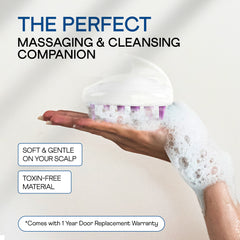 WINSTON Manual Scalp Massager & Relaxing Manual Shampoo Brush (White Purple)